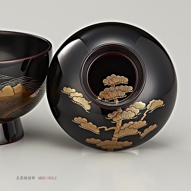 高級・極美品】輪島塗 扇面蒔絵 合鹿椀 5客 章/広峰 雑煮椀/煮物椀/丼椀-