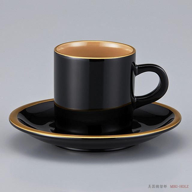 輪島塗 コーヒーカップ 金縁蒔絵 外黒内白 漆塗りスプーン付き (code:1906kuro) 輪島塗 コーヒーカップ 金縁蒔絵 外黒内白 漆塗りスプーン付き (code:1906kuro)