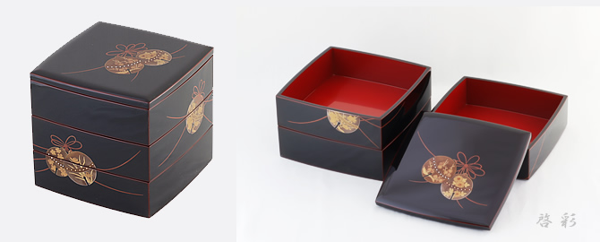 特注 輪島塗 三段重 6.5寸 鈴蒔絵